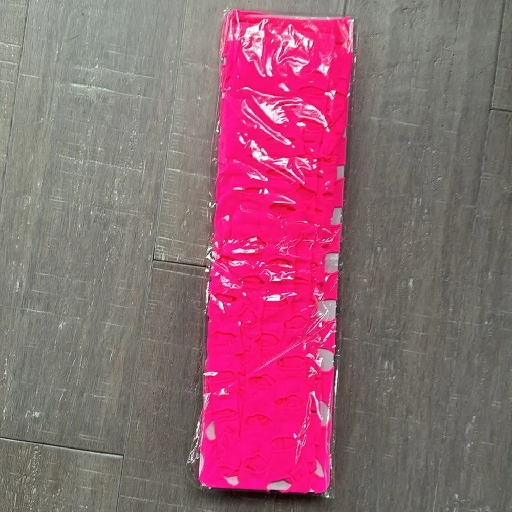 New Hot Pink Big Pothole Design Leggings Tights One Size